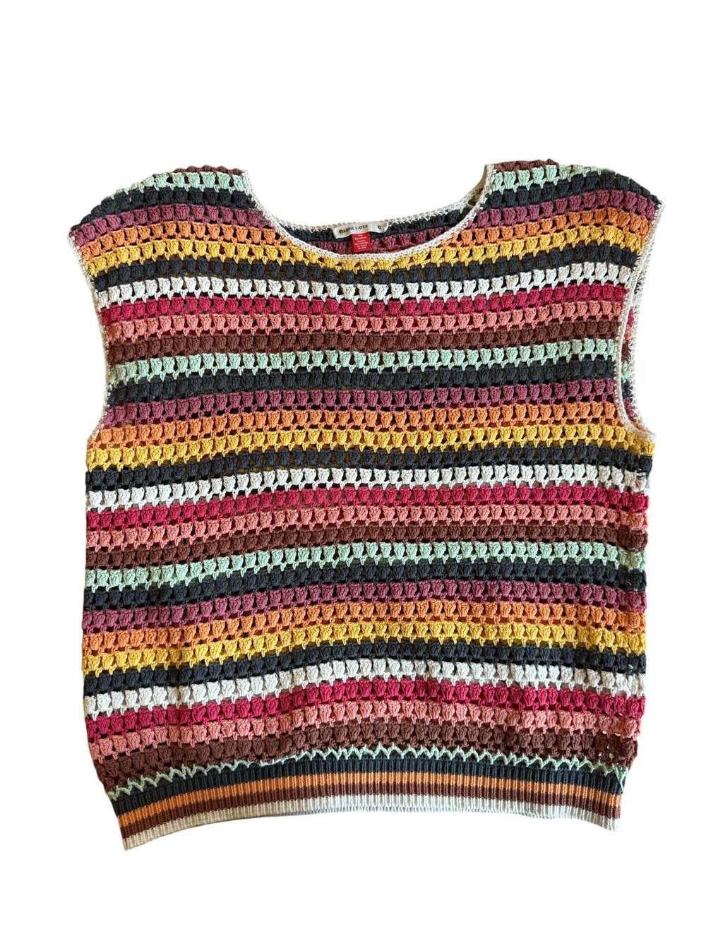 Marine Layer Finley Sweater Tank Size XL Sunset Stripe Multicolor Crochet Knit